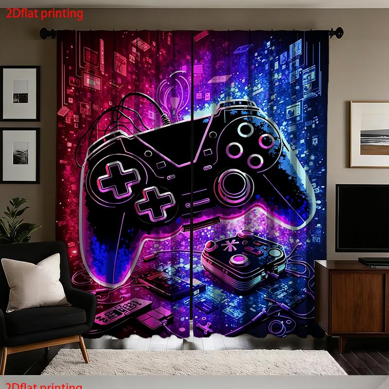 Tech Office Youtube - Neon Gaming Vorhang Controller Tech Retro