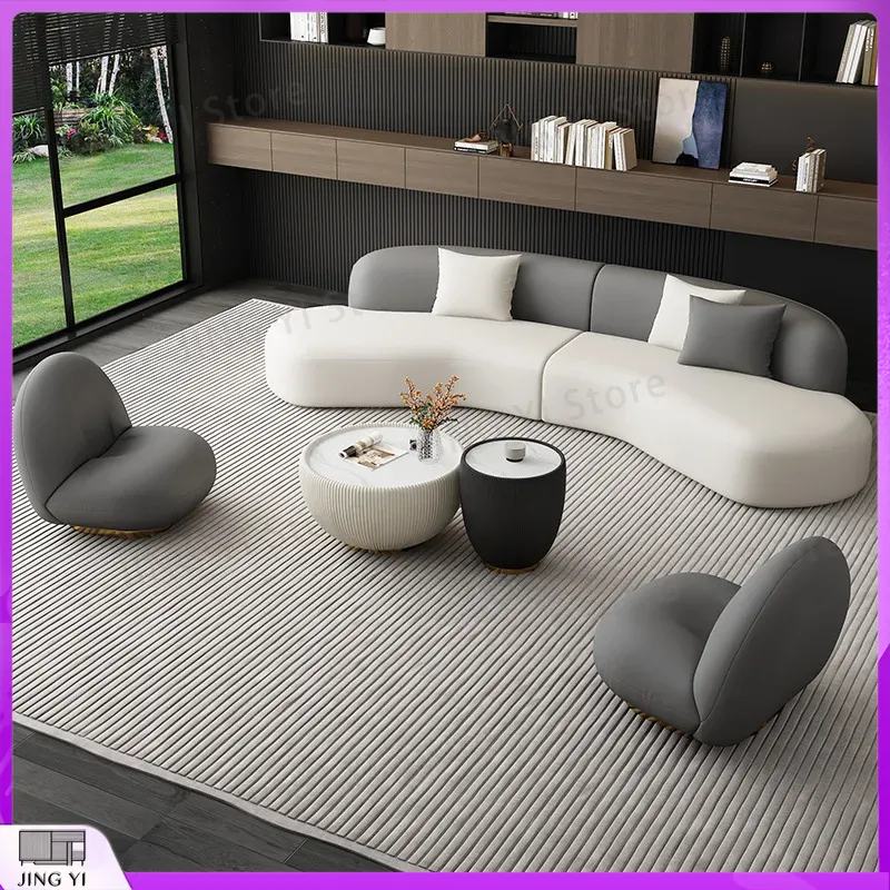 Tech Office Reception - Neues Creme-Farbenes Windbeständiges Tech-Leder-Sofa für Wohnzimmer