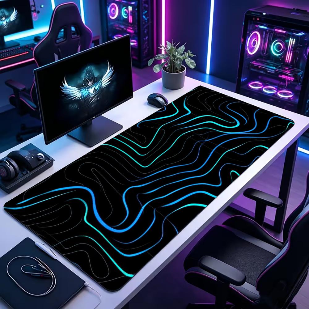 The Office Tech - Großes XXL Gaming-Mauspad Schreibtischunterlage Tastaturmatte Cyan